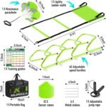 Agility Ladder, Agility Speed Training Equipment Set, 20ft Speed Ladder | 4 Hurdles, 12 Soccer Cones, Jump Rope, Running Parachute, Soccer Football Basketball Training Equipment Accessories - Image 3