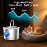 Cat Water Fountain Advanced 304 Stainless Steel 2.2L/74oz with Detachable Tank, Easy to Clean, Automatic Pet Fountain Quiet Cats Water Dispenser, Perfect for Cats Dogs Indoor - Image 5