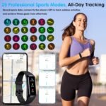 Fitness Tracker, 24/7 Heart Rate Blood Oxygen Blood Pressure Body Temp Monitor Sleep Calorie Tracker with 1.1" AMOLED Touch Color Screen Pedometer Smart Watch Waterproof for Women Men - Image 5