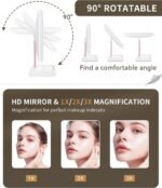 BERTHALESS Makeup Mirror Vanity Mirror with Lights, 1X 2X 3X Magnification | 14.4"L x 9.1"W, 2400mAh,76 LEDs,3-Color Lights, HD View for Skincare,Dorm Essential,Birthday Gifts for Mom,Women,Wife,Girls - Image 6