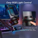 TONOR Gaming Microphone Set with Boom Arm, Vocal Condenser Microphone for Content Creators, USB Mic for PC with Stand, RGB, Tap Mute, Gain Control, Gaming Equipemnt, Twitch, Streaming, TC310+ | Boom Arm Set, USB Mic with Controllable Light, One Tap Mute, Volume Control, for Discord, Twitch Streaming, Black, TC310+ - Image 5