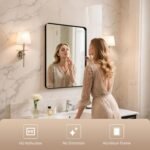 30"x22" Bathroom Vanity Mirror for Wall Aluminum Framed Farmhouse Rectangle | Anti-Rust, HD Reflection Anti-Desilvering, Distortion Free, Tempered and Shatter-Proof Wall Mounted Mirror, Black - Image 7
