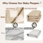 Foldable Baby Playpen with Mat, Foldable Baby Fence Play Yards for Babies and Toddlers, Play Pen with Breathable Mesh and Anti-Fall Pads (71"×59") - Image 4