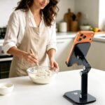 Phone Stand, Foldable Cell Phone Stand Holder for Desk Office Accessories Adjustable Height and Angle iPhone Stand Compatible with 4"-13" Phones iPad Tablet - Black - Image 9
