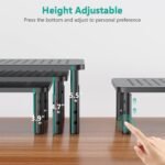 WALI Computer Monitor Stand for Desk, Adjustable Laptop Riser, up to 44 lbs | Monitor Riser Under-Desk Storage, Fits Monitors, Laptops, Printers, for Home, Office, School Supplies (STT003), 1 Pack, Black - Image 3