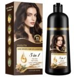 Dark Brown Hair Dye Shampoo 5 in 1,Herbal Ingredients Natural Hair Color Shampoo for Gray Hair, Long Lasting Semi-Permanent Hair Coverage for Women & Men, Mild Formula, Lasts 30 Days, 500ML - Image 9