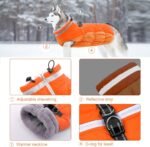 Lelepet Dog Coat Warm Dog Winter Coat Waterproof Dogs Jacket with Harness | Reflective Pet Fleece Vest Zip-Up Cold Weather Coats for Medium Dogs Turtleneck & Windproof Coats Dachshund Blaze Orange M - Image 4