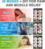 TENS EMS Unit Muscle Stimulator for Pain Relief Therapy - 4 in 1 TENS EMS Relax Custom Frequency+Pulse - Muscle Massager 36 Modes 20 Intensity, Memory & Favorites Function, 3.8" Color Display - Gray - Image 3
