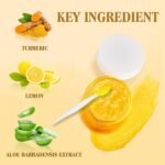 Turmeric Lemon Lip Scrub with Brush, Lip Scrubber Exfoliator for Dark Lips, Dry, Chapped Lips, Reduce Fine Lines, Natural Nourish Sugar Lip Scrub with Aloe Vera, Deep Hydration Moisturization 100g - Image 4
