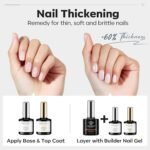 modelones Builder Nail Gel with Gel Top Coat, 3Pcs Clear Builder Nail Kit | Thickening Apex Building Extension Rhinestone Gel Tips Glue, U/V LED Lamp Cured for Home DIY Salon Girls - Image 4