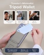 MOFT Phone Stand Wallet, NFC-Supported Tap-and-Go Card Holder, MOVAS Leather, Slim Magnetic Tripod for iPhone 17/16/15/14/13/12, Travel Essential Wallet Cell Phone Stand for 2 Cards, Taupe - Image 5