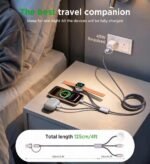 2Pack Travel Essentials for Apple Watch Charger,3-in-2 Multi Charging Cable | Cruise Vacation Camping Essentials for iPhone Charger,Type C/Lightning for iWatch,iPhone 17-12,Xbox Series X&S-4FT Gray - Image 7