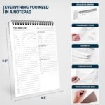 To Do List Notepad with Multiple Functional Sections, Spiral Daily Planner | 6.5 x 9.8" 60 Sheets Daily Task Organizer - Notebook for Work - CheckList Agenda Pad, Note & Todo List Organization Notebooks - Image 5