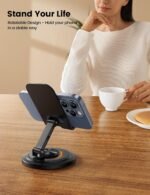 Lamicall 360° Rotation Cell Phone Stand for Desk, Sturdy Phone Holder | Foldable Adjustable Desktop Phone Stand, Office Gaming Desk Accessories for iPhone 17 16 15 14 13 12 Pro Max, Galaxy S26 S25 - Image 3