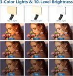 60 LED Portable Selfie Light Video Conference Lighting with Clip & Camera Tripod Adapter Rechargeable 2200mAh CRI 97+, 3 Light Modes for Phone iPhone Webcam Laptop Photo Makeup - Image 4