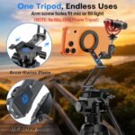 OMOTON TP06-E [3-Adjust] Sturdy Compact Magnetic Phone Tripod for iPhone 17 | Mini Phone Stand for MagSafe, Two 1/4" Screw& Arca, Fold Hook, Fits Vlog, Creators, Live, Women Men Gift, Travel Essentials - Image 3