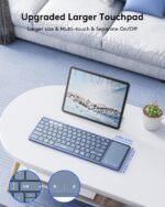 Samsers Full-Size Foldable Bluetooth Keyboard with Large Touchpad, Blue | Multi-touch Trackpad, BT5.1x 3, Easily Switch, Phone Holder, Mouse click, Mobile Workflow, Velvet Bag, Business Travel Use - Image 4