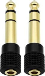 Chadou Audio Adapter 6.35mm (1/4 inch) Male to 3.5mm (1/8 inch) Female Stereo Headphone Connector Gold Plated, 2 Pack - Image 2