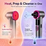 Heated Blackhead Remover Vacuum, Warm Compress Pore Vacuum Cleaner with 3 Suction Levels, LED Display, USB Rechargeable Facial Pore Cleaner Kit, 5 Heads and 4 Stainless Steel Tools (Purple) - Image 3