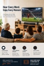 Wooden 5.1.2 Virtual Surround Sound System, 4 Surround Speakers Wired, 400W Peak Power, Sound Bars for Smart TV w/Subwoofer, 5.25'' Deep Bass, Home Theater TV System, ARC/Opt/BT/AUX - Image 5