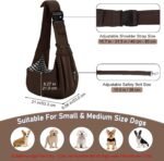 Reversible Dog Cat Sling Carrier, Small Dog Carrier, Adjustable Dog Sling, Hands Free Cross Body Carrier with Collar Hook for Dog/Cat/Bunny up to 11lb (Brown) - Image 3