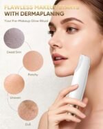 Dermaplane Razor for Women Face: Sonic Dermaplaning Tool for Silky Skin | Painless Electric Facial Exfoliation & Peach Fuzz Hair Removal with LED Light, 3 Speeds, Non-Irritating, 8 Blades (White) - Image 5