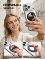 Lamicall Magnetic Phone Grip for MagSafe - Ultra Soft Finger Silicone Loop | Durable Vertical Zinc Alloy Stand Kickstand, Magnet Cell Phone Ring Holder for iPhone 17/16/15/14/13/12 Series & Androids - Image 3