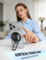 Lamicall Magnetic Phone Grip for MagSafe - Ultra Soft Finger Silicone Loop | Durable Vertical Zinc Alloy Stand Kickstand, Magnet Cell Phone Ring Holder for iPhone 17/16/15/14/13/12 Series & Androids - Image 4