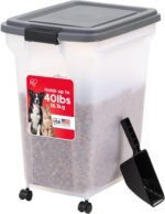 IRIS USA Dog Food Storage Container, Up to 54 lbs, Dark Gray, Made in USA | Includes 2-Cup Scoop & Wheels, Airtight Seal, BPA-Free, Bird Seed, Cat food, Cat Litter, Treats, Keeps Kibble Fresh - Image 2
