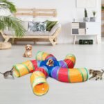 Depets Cat Tunnel for Indoor Cats, Large Collapsible Cat Tube Toys, 5-Way | Pet Play Tunnel with Interactive Peephole & Play Ball, S-Shaped, for Kittens Puppies Rabbits Indoor Exercise, Polyester - Image 7