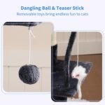 Heybly Cat Tree with Toy, 43.3 inch Cat Tower for Indoor Cats HCT004SG | Cat Condo with Durable Sisal Scratching Posts, Cat House with Padded Plush Perch, Cozy Hammock, Smoky Gray - Image 5
