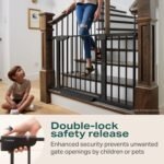 Cumbor 30-46" Baby Gate for Stairs, Auto Close Dog Gate for the House Black | Easy Install Pressure Mounted Pet Gates for Doorway, Dual Lock Indoor Safety Gate for Baby & Dog, Mom's Choice Awards Winner - Image 5