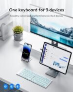 Samsers Ultra Slim Foldable Bluetooth Keyboard for Phone Tablet PC, Blue | PU Leather Cover, Phone Stand, Palm-Sized, BT x 3, Portable Compact Design, for Travelers Typist, On-the-go, Mobile Working - Image 3