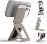 MOFT Phone Stand Wallet, NFC-Supported Tap-and-Go Card Holder, MOVAS Leather, Slim Magnetic Tripod for iPhone 17/16/15/14/13/12, Travel Essential Wallet Cell Phone Stand for 2 Cards, Taupe - Image 2