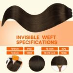 Full Shine Sew In Hair Extensions Real Human Hair 22 Inch Weft Extensions Real Remy Hair Color 2 Dark Brown Double Weft Full Head Straight Hair Weaves 105 Grams Hair Weft Bundles Straight Hair - Image 4