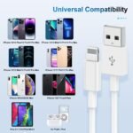 3 Pack Apple MFi Certified iPhone Charger Cable 6ft, Apple Lightning to USB Cable Cord 6 Foot, 2.4A Fast Charging,Apple Phone Long Chargers for iPhone 14/13/12/11/11 Pro/11 Max/X/XS/XR/XS Max/8/7/6 - Image 7