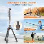 75" Camera Tripod,Aluminum Tripod for Camera Phone/Monopod with Remote | Cell Phone Tripod for iphone with Ball Head,Camera Stand for Canon/Sony/DSLR/Digital Camera Accessory Kits,Max Load 17.64lb - Image 5