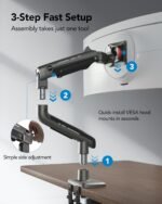 HUANUO TitanLift Heavy Duty Monitor Arm for Screens up to 49", Holds 44 lbs, Aluminum Ultrawide Screen Monitor Mount, Fully Adjustable Single Gaming Desk Mount with Dual C-Clamp, Max VESA 100x100mm - Image 8