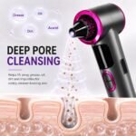 Heated Blackhead Remover Vacuum, Warm Compress Pore Vacuum Cleaner with 3 Suction Levels, LED Display, USB Rechargeable Facial Pore Cleaner Kit, 5 Heads and 4 Stainless Steel Tools (Purple) - Image 5