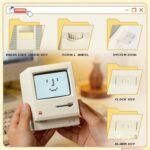 UNEEDE Maclock Retro Desk Clock, 1984 W-8 Computer Inspired Pixel Display Rechargeable Desk Clock, Multi-Alarm, Calendar, Temperature, Dimmable, Unique Retro Tech Gift for Office Bedroom Night Light - Image 5