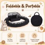 Lewtemi Guinea Pig Playpen with Tunnel 27.5x27.5x16.5 Inch, Breathable Mesh Rabbit Playpen for Bunny Hamster Ferret Chinchilla, Foldable Small Animal Enclosure Indoor Outdoor with Carry Bag, Black - Image 7