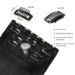 Black Hair Extensions Straight Clip in Hair Extensions Clip ins - Soft and Thick (20 Inches, 4Pcs, #1B) - Image 5