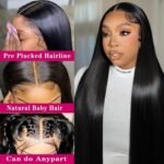 13x4 Lace Frontal Closure Straight Frontal HD Lace Hair Extensions 14 Inch | Brazilian Virgin Human Hair Ear to Ear Frontals Free Part,150% Density Hair Extensions,Natural Black - Image 5