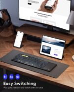 Samsers Full-Size Backlit Foldable Bluetooth Keyboard with Touchpad, Black | 7-color illuminated, BT5.1 x 3, Multi-touch Trackpad, PU Leather Cover, Phone Holder, Mouse click, Velvet bag, Mobile Work - Image 3