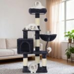 Heybly Cat Tree with Toy, 43.3 inch Cat Tower for Indoor Cats HCT004SG | Cat Condo with Durable Sisal Scratching Posts, Cat House with Padded Plush Perch, Cozy Hammock, Smoky Gray - Image 10