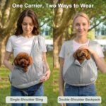 FURTIME Dog Sling Carrier, Puppy Sling for Small Dogs Up to 16 lbs | 2-in-1 Backpack and Shoulder Bag, Hands-Free Pet Carrier with Safety Tether & Adjustable Strap for Outdoors, Grey - Image 3