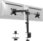 VIVO Dual Monitor Desk Mount, Holds 2 Computer Screens up to 30 inches and 22lbs Each, Heavy Duty Fully Adjustable Steel Stand with C-Clamp and Grommet, Black, STAND-V002 | Black, Articulating, Adjustable Monitor Arm, Grommet or C-Clamp Mounting, Computer Stand for 2 Monitors, Holds 22 lbs Each - Image 2