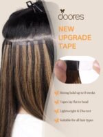 DOORES Tape in Hair Extensions Human Hair for Fine Thin, Add Volume, Length | 20" 50g 20pcs Jet Black, Real Remy Straight Tape ins, Invisible, Skin Weft Seamless for Women, Everyday Wear, Wedding, Silky - Image 6