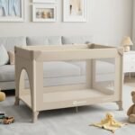 Portable Baby Playard& Playpen with Mattress, Travel Crib, Khaki | Baby Safe Folding Travel Bed w/ Mattress, Carry Bag,Breathable Mesh | Compact Lightweight Baby Bed for Babies & Toddlers - Image 2