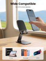 Lamicall Ultra-Thin Foldable Cell Phone Stand for Desk | 0.59" Slim Fold, Height & Angle Adjustable, Sturdy Metal Base, Thick Case Friendly for iPhone 17/16/15/14 Pro Max, Galaxy S26 - Image 7